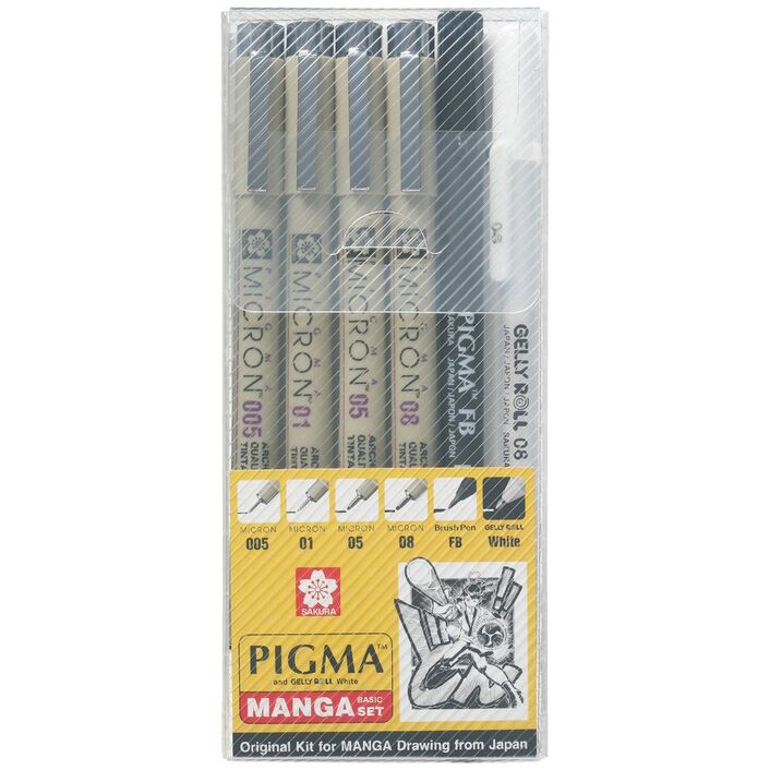 Sakura Pigma Manga Basic 6 Pc Set