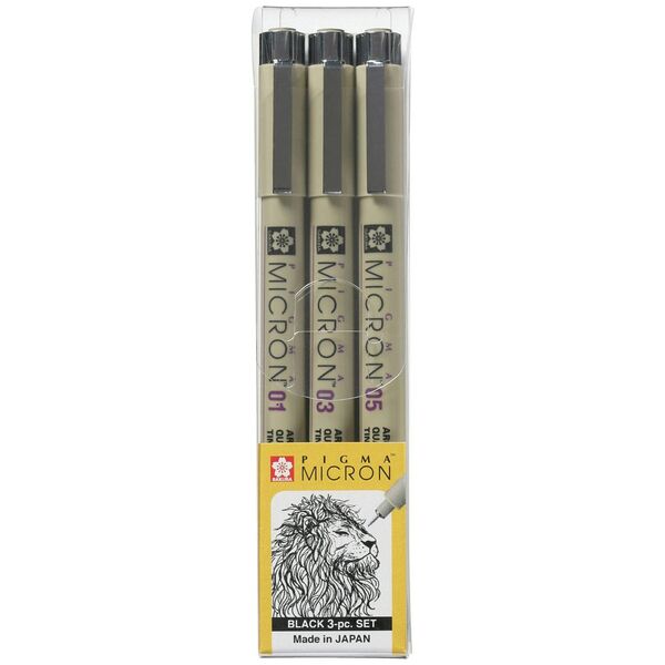 Sakura Pigma Micron 3 Pack Set Black 01,03,05