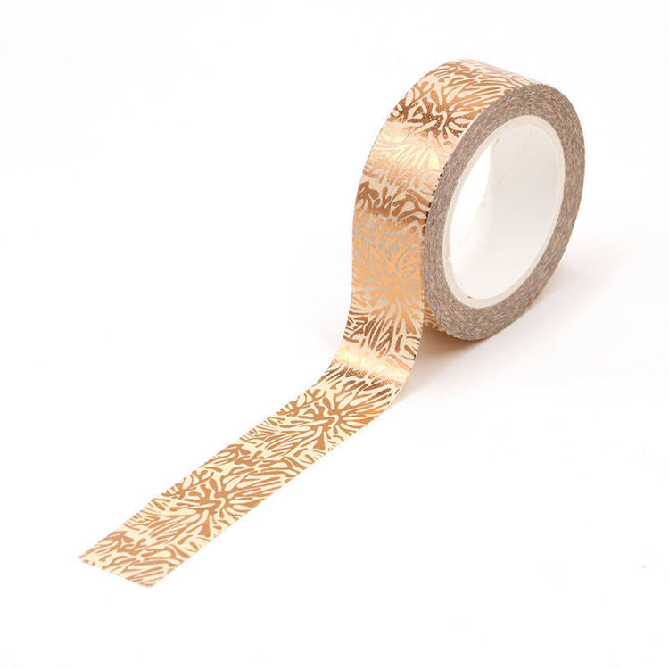 Washi Tape, Rose Gold Foil, Abstract Floral Pattern