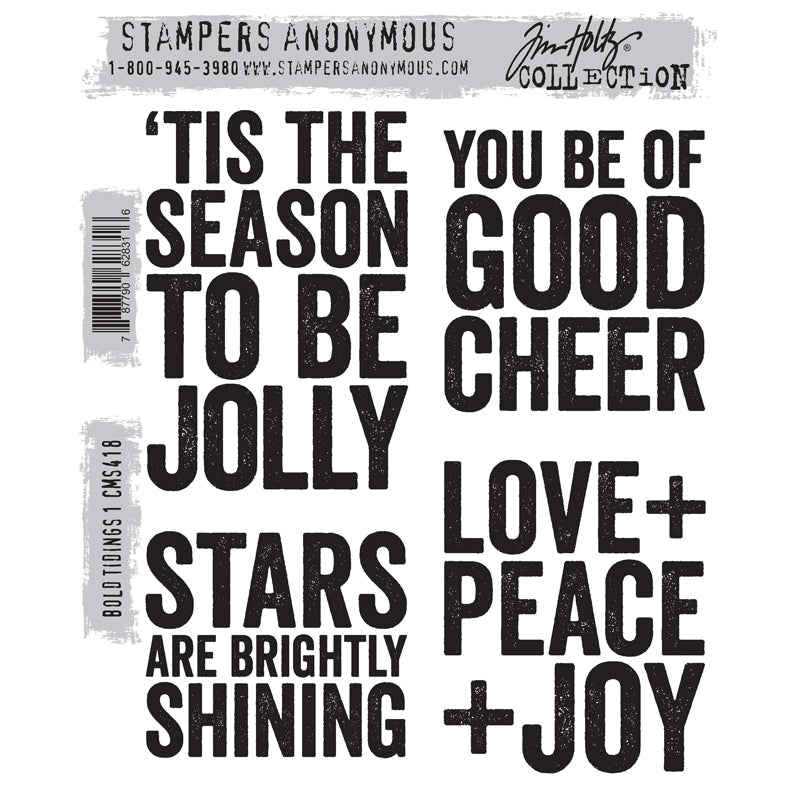 Tim Holtz - Bold Tidings 1 - Cling Mounted Rubber Stamp Set