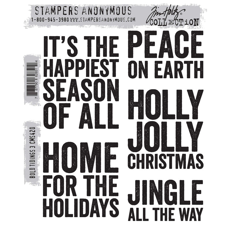 Tim Holtz - Bold Tidings 3 - Cling Mounted Rubber Stamp Set