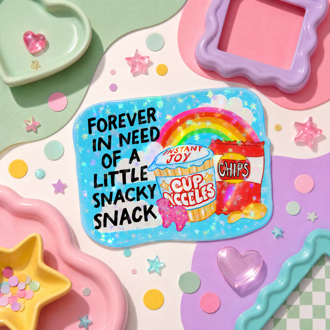 Mittens and Moods - Vinyl Sticker -  Forever in Need of a Little Snacky Snack - Vinyl Sticker