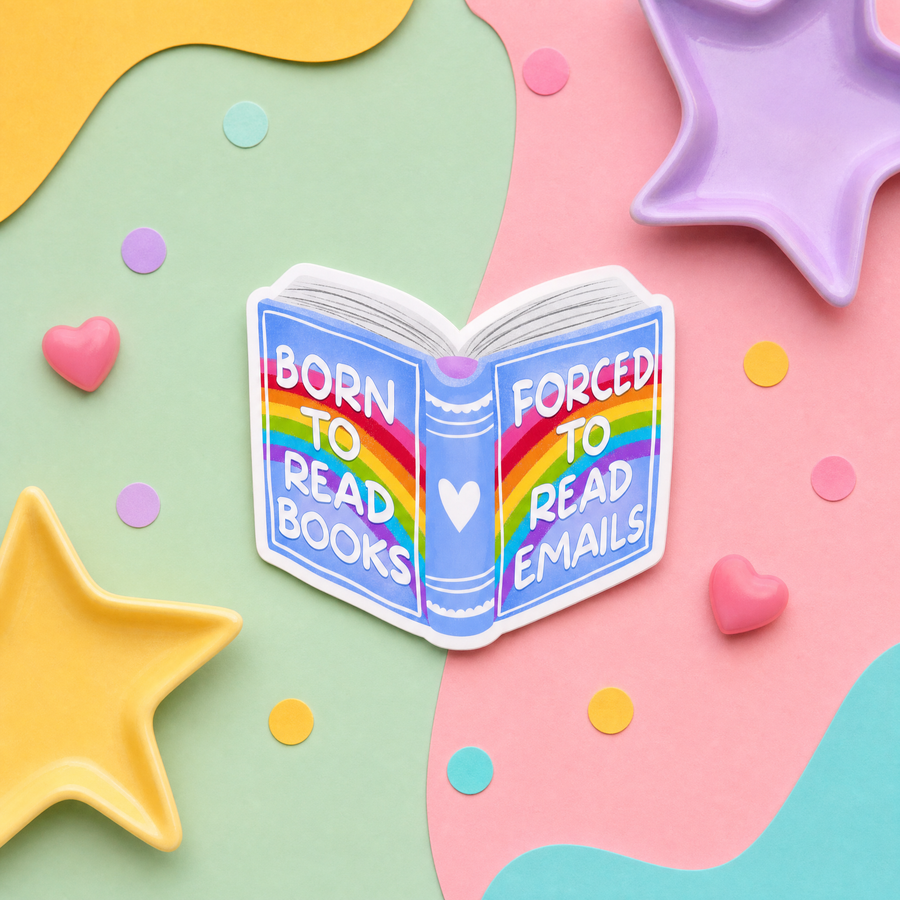Mittens and Moods - Vinyl Sticker -  Born to Read Books Forced to Read Emails - Vinyl Sticker