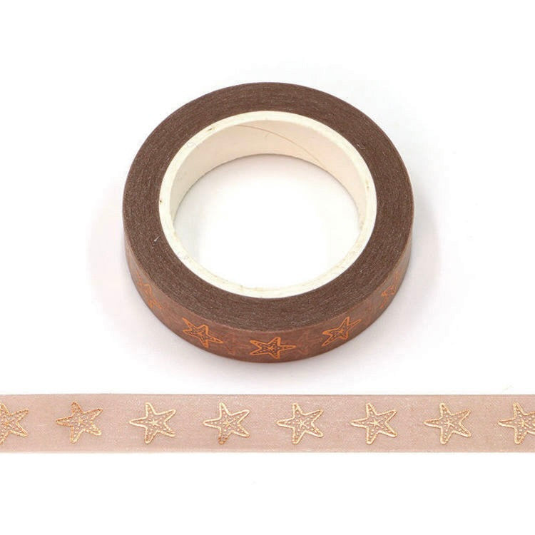 Slim Washi Tape, Rose Gold Starfish