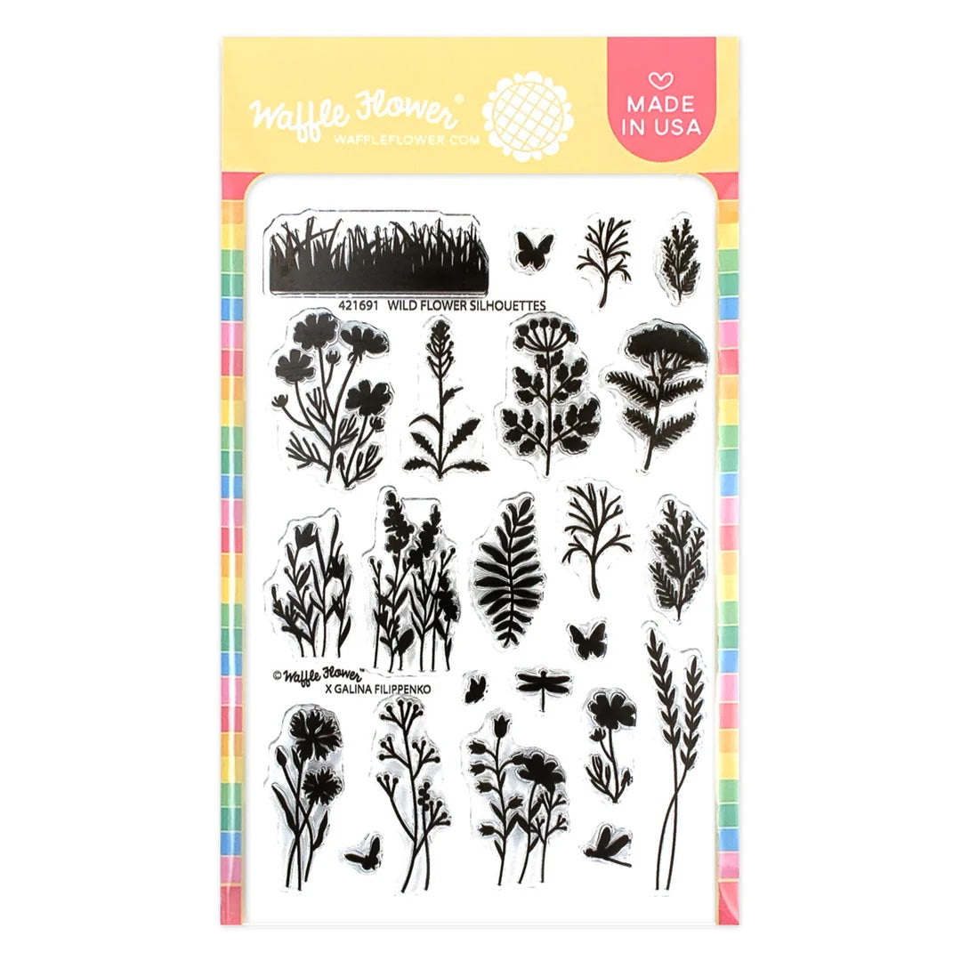 Waffle Flower Postage Collage Wild Flower Silhouettes Stamp Set 421691