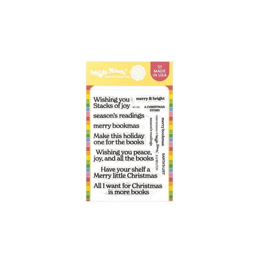 waffle flower merry bookmas sentiments stamp set 421763