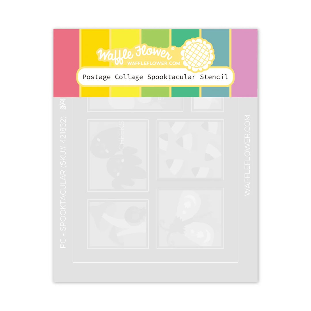 waffle flower postage collage spooktacular stencil 421832