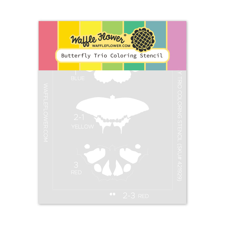 Waffle Flower-Butterfly Trio Coloring Stencil-421929