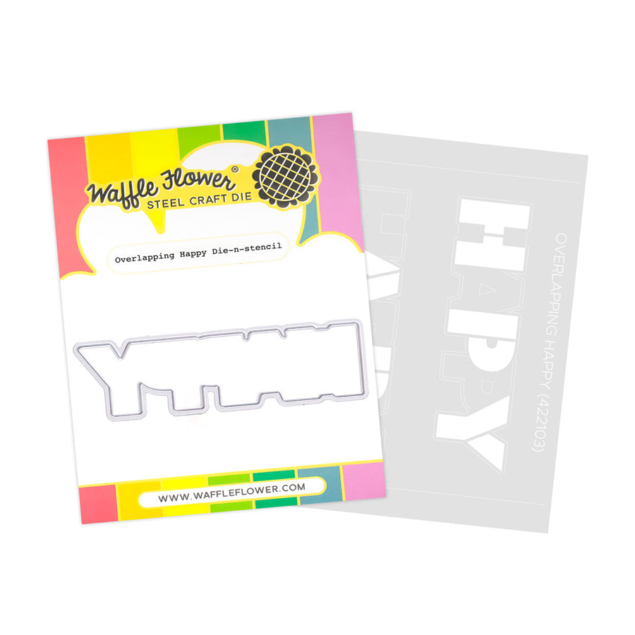 Waffle Flower - Overlapping Happy Die-n-stencil - Magical Christmas in July Release