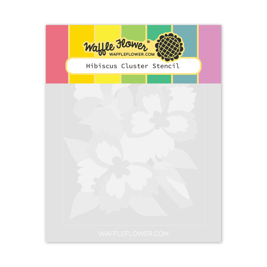 Waffle Flower-Hibiscus Cluster Stencil-422193
