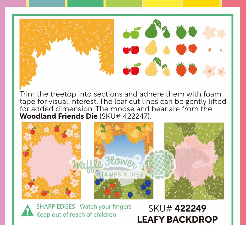Waffle Flower Leafy Backdrop Die - product packaging, back view
