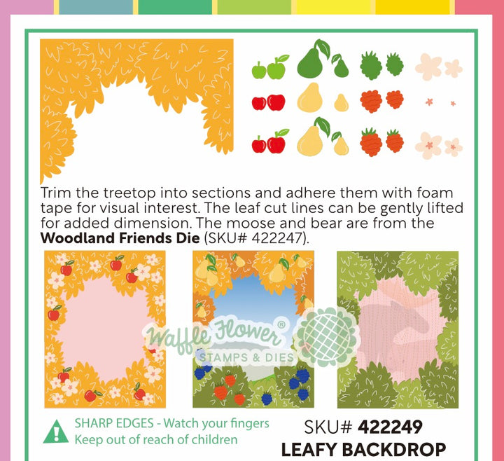 Waffle Flower Leafy Backdrop Die - product packaging, back view