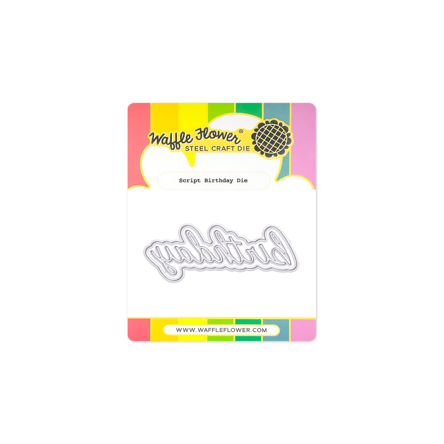 waffle flower script birthday die 422288