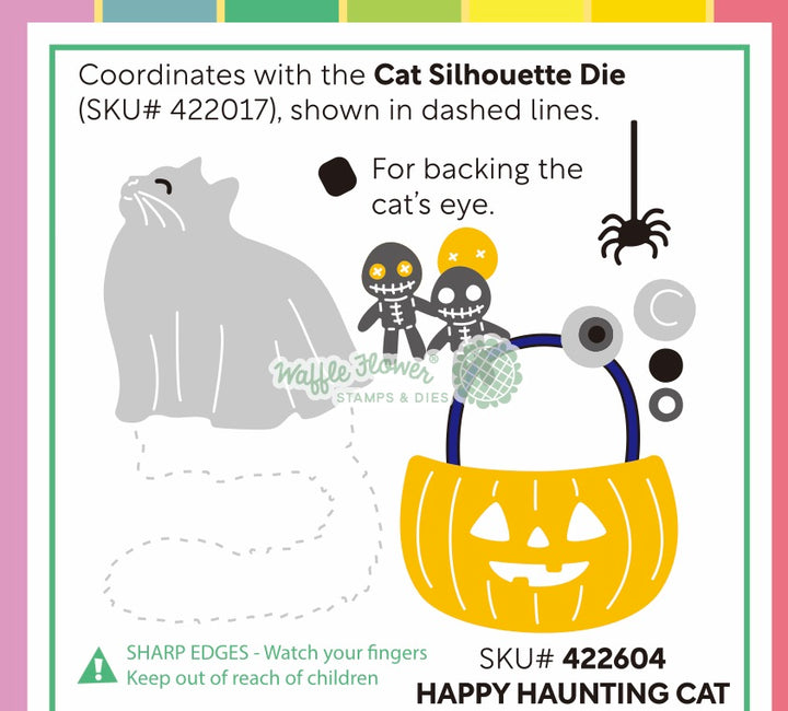 Waffle Flower Happy Haunting Cat Die - product packaging, back view