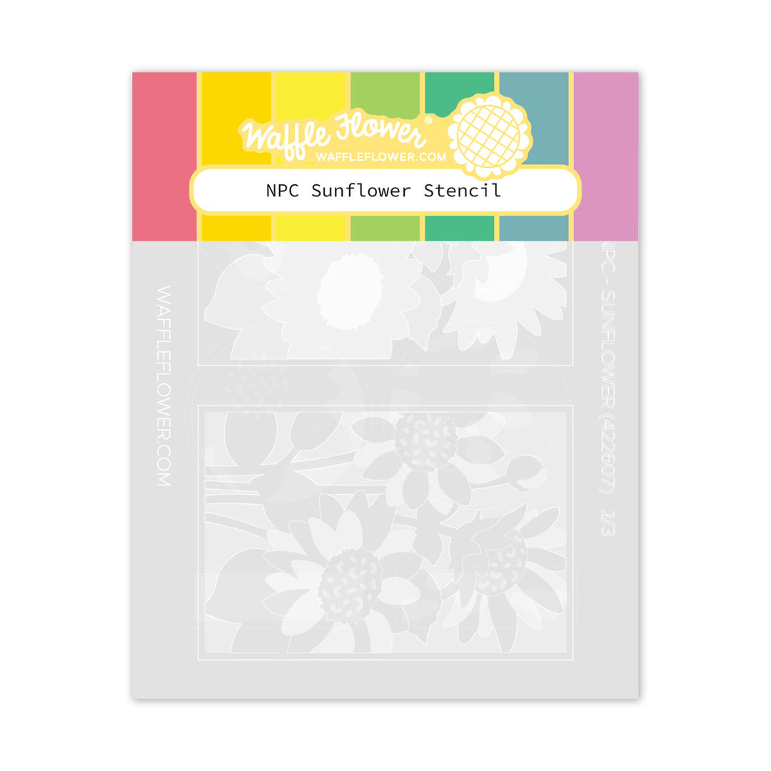 Waffle Flower NPC Sunflower Stencil - product packaging, front view
