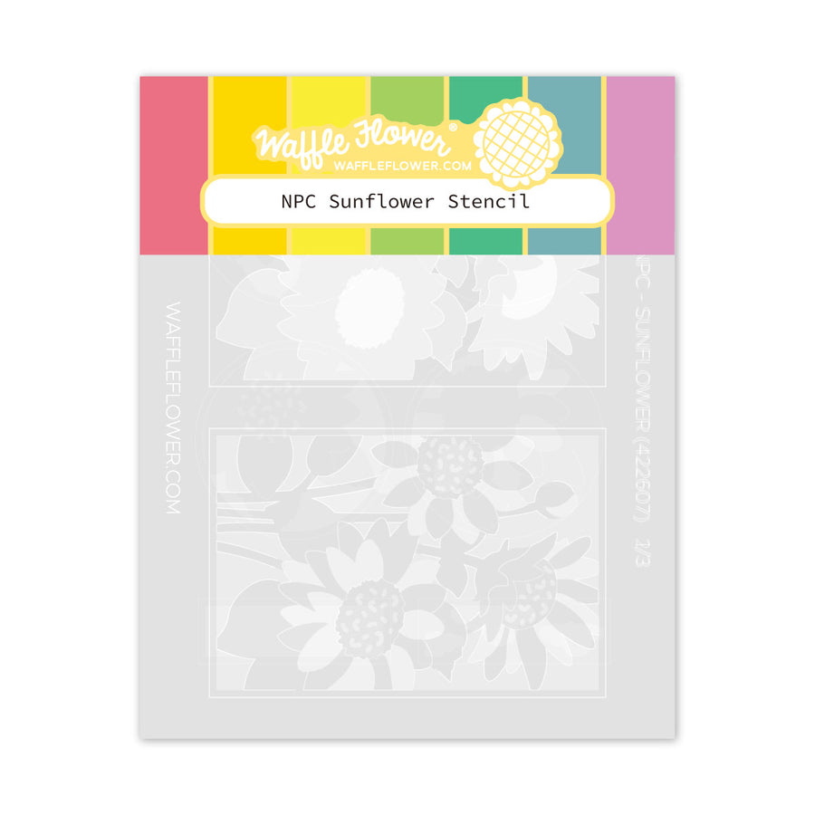 Waffle Flower NPC Sunflower Stencil - product packaging, front view