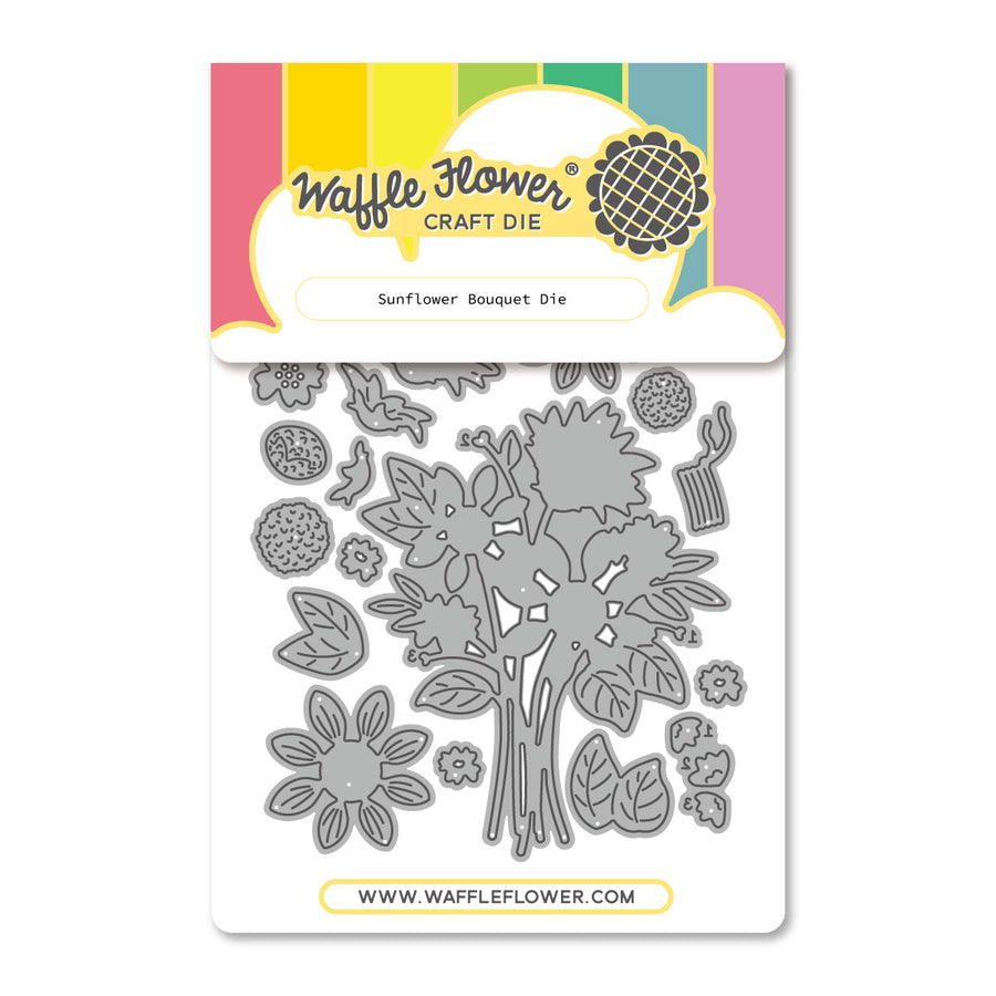 Waffle Flower Sunflower Bouquet Die - product packaging, front view