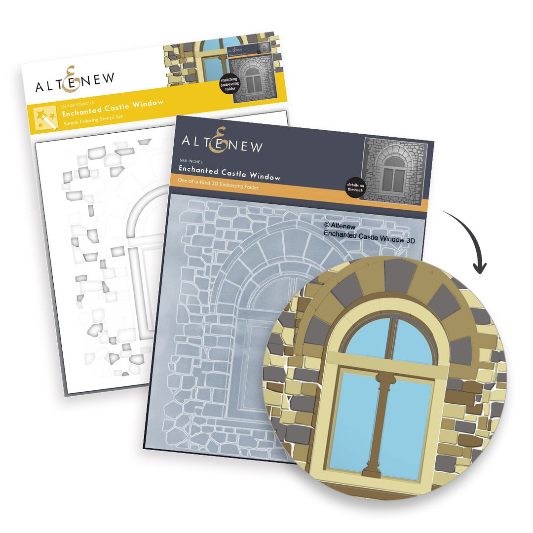Altenew - Enchanted Castle Window - Stencils & Embossing Folder Bundle