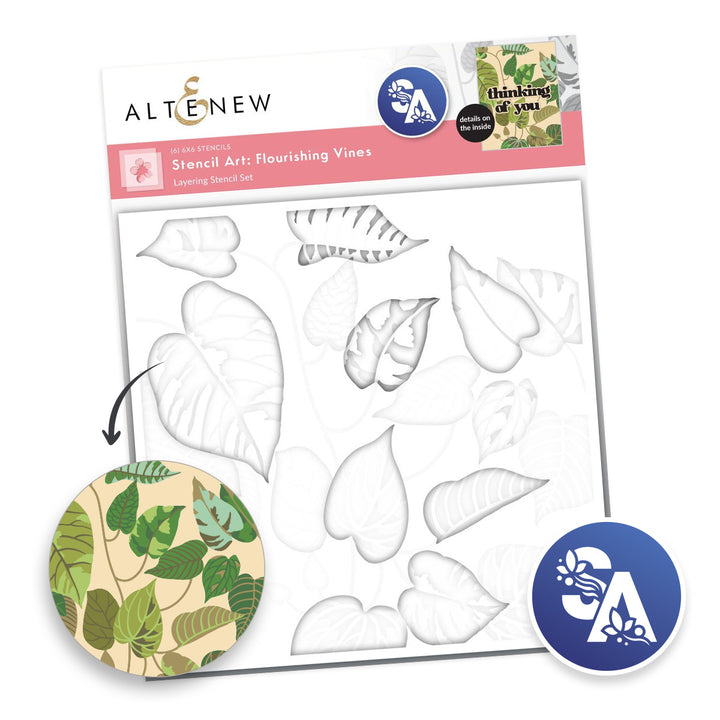 altenew stencil art flourishing vines layering stencil set 6 in 1 alt11067