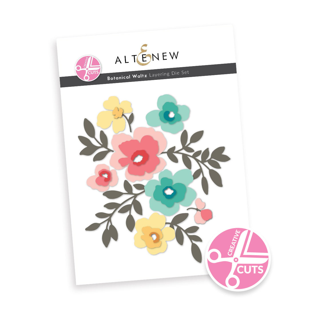 Floral die set packaging with Altenew branding on a white background