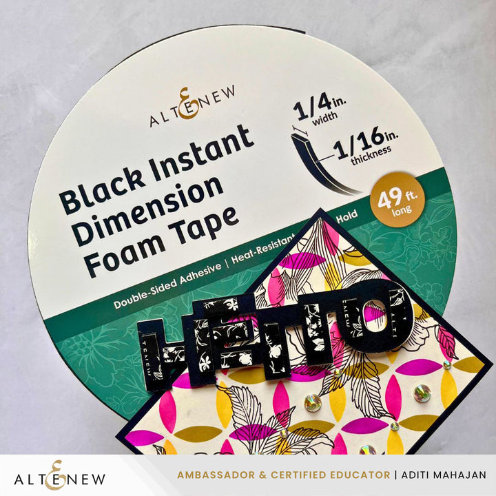 Altenew - Black Instant Dimension Foam Tape - 1/16'' x 1/4'' x 15m