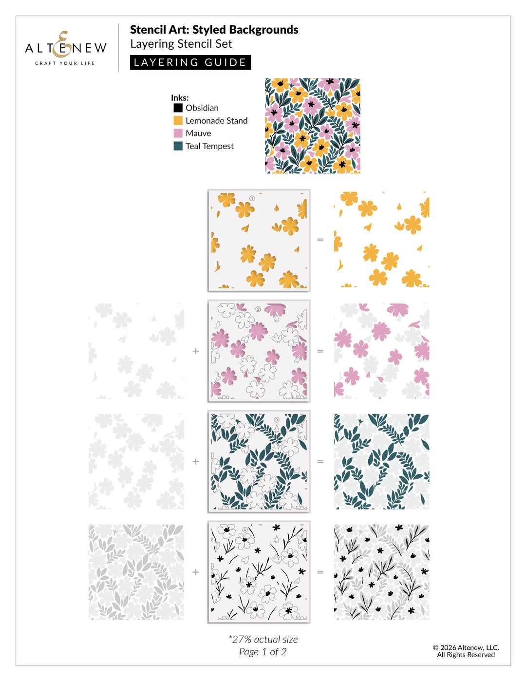 Altenew - Stencil Art: Styled Backgrounds - Layering Stencil Set (6 in 1)