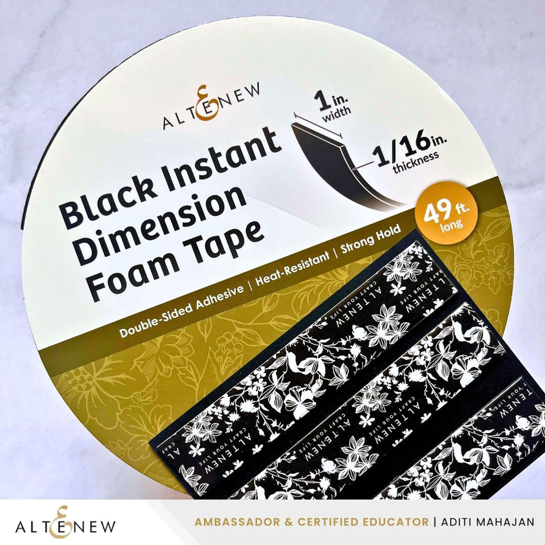 Altenew - Black Instant Dimension Foam Tape - 1'' x 1/16'' x 15m