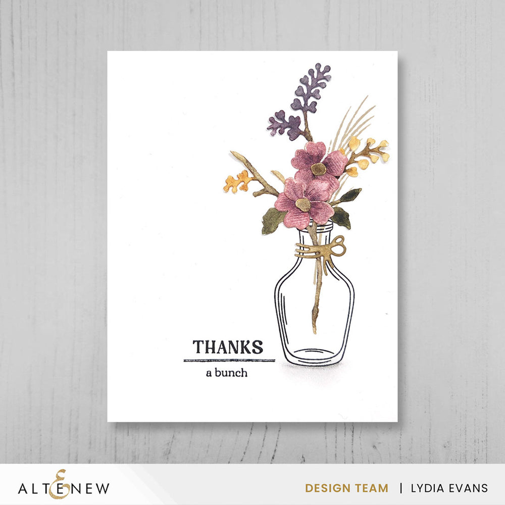 Card with floral design and 'Thanks a bunch' text on a white background