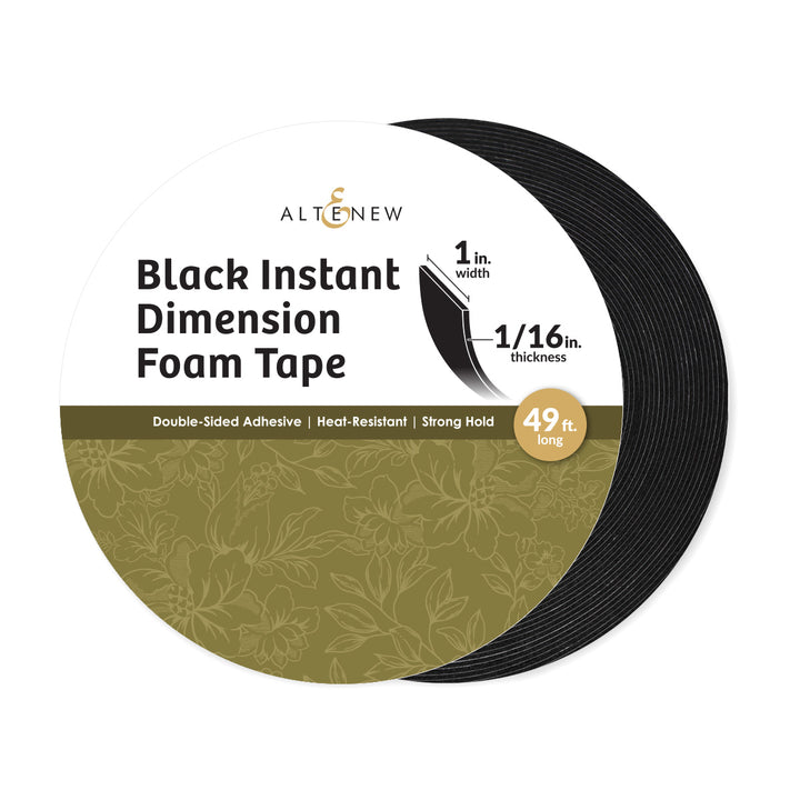 Altenew - Black Instant Dimension Foam Tape - 1'' x 1/16'' x 15m