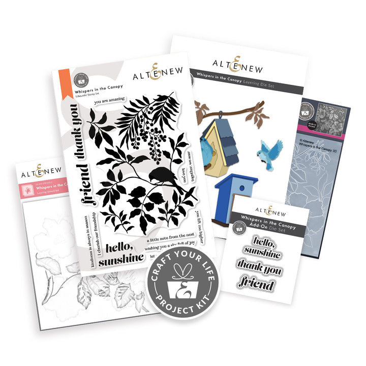 Altenew stamp set packaging with various stamps and a clear stamp sheet on a white background.
