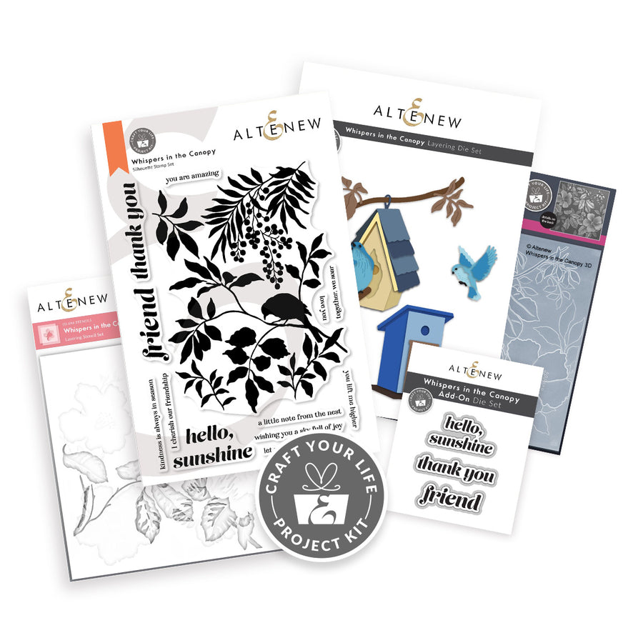 Altenew stamp set packaging with various stamps and a clear stamp sheet on a white background.