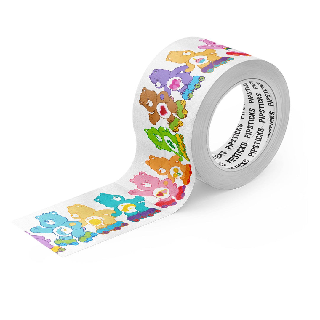Roll of decorative tape with colorful cartoon characters on a white background