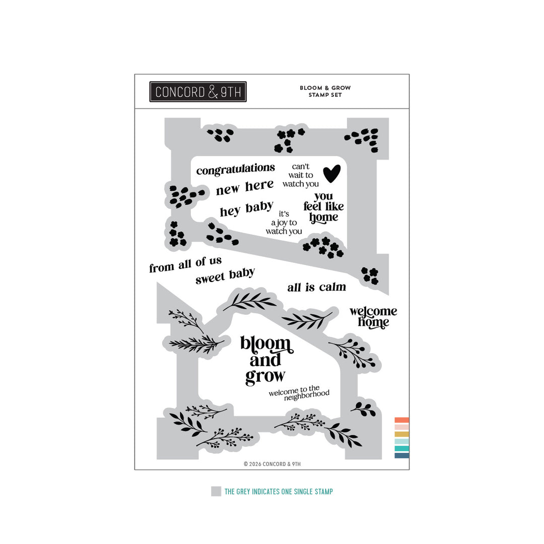 Concord & 9th Bloom & Grow Stamp Set in its packaging