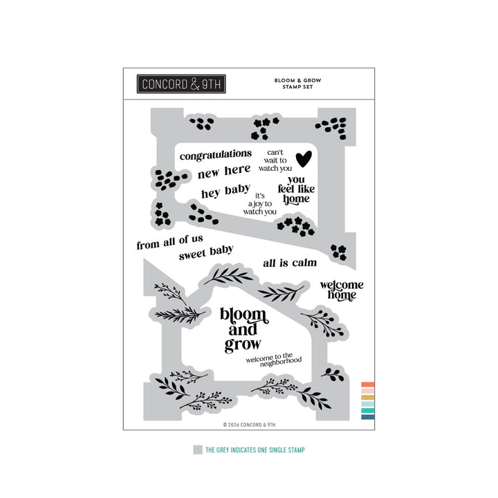 Concord & 9th Bloom & Grow Stamp Set in its packaging