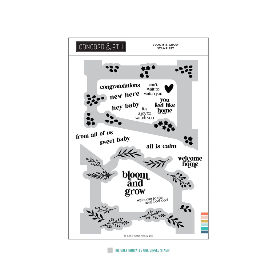 Concord & 9th Bloom & Grow Stamp Set in its packaging