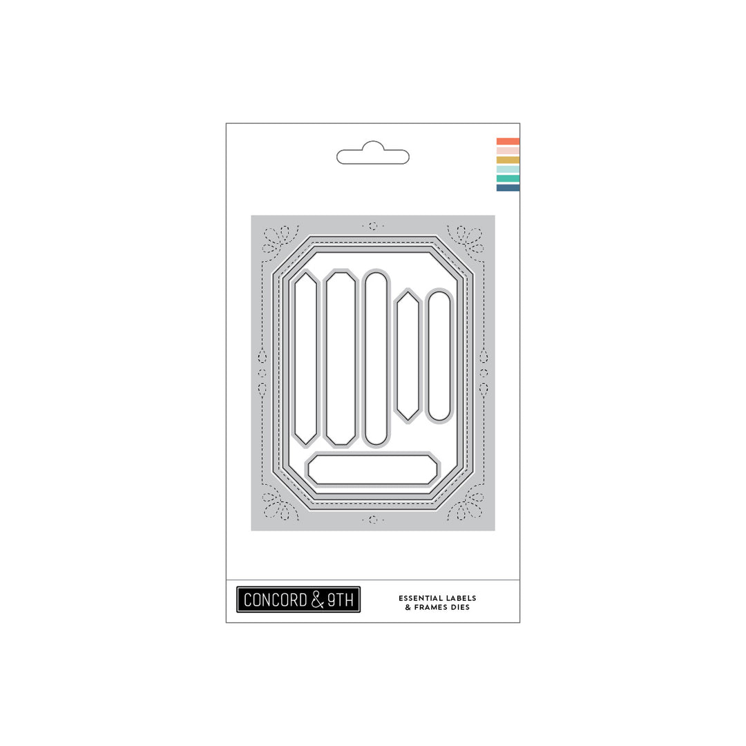 Concord & 9th Essential Labels & Frames Dies in its packaging