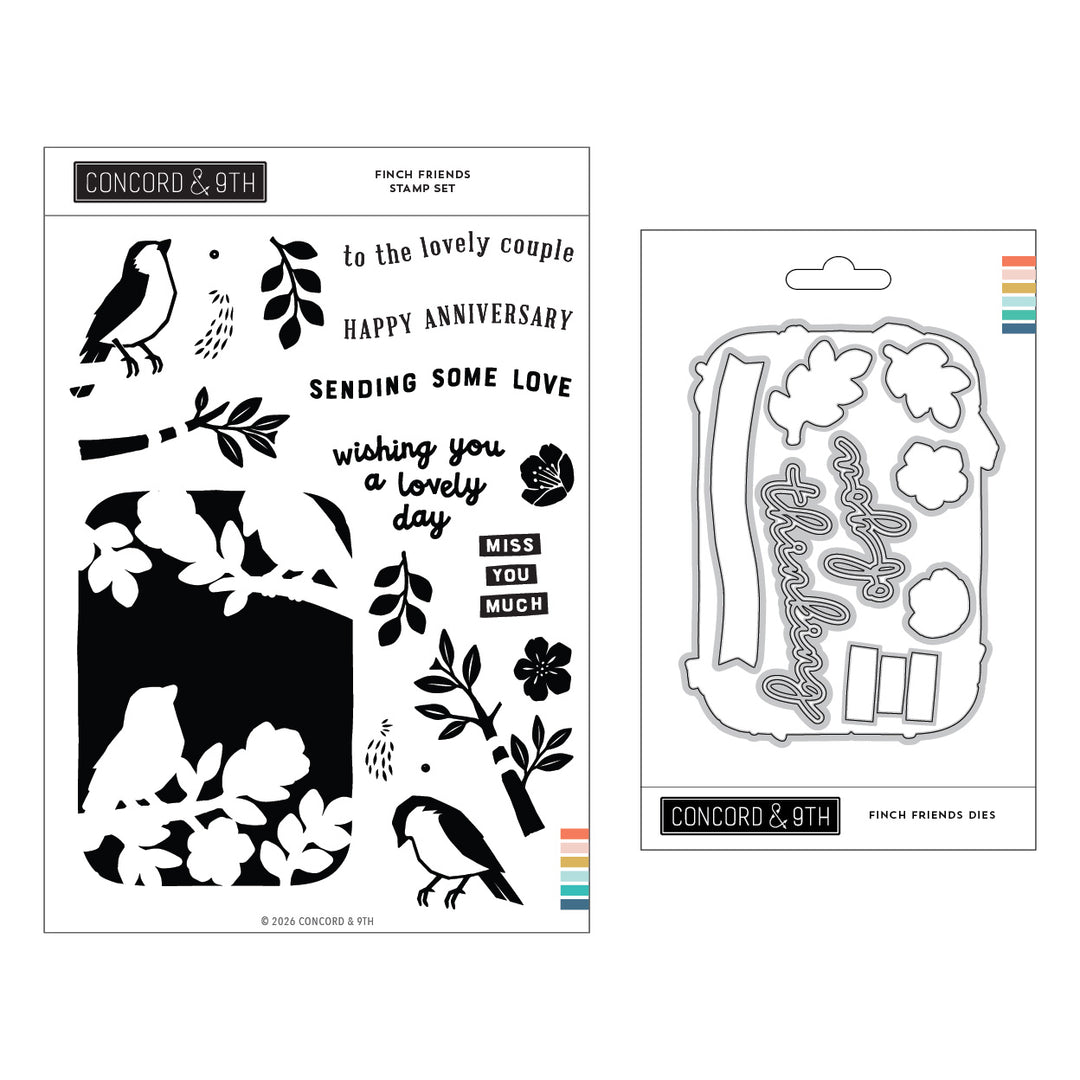 Concord & 9th Finch Friends Bundle (Stamps & Dies) in its packaging