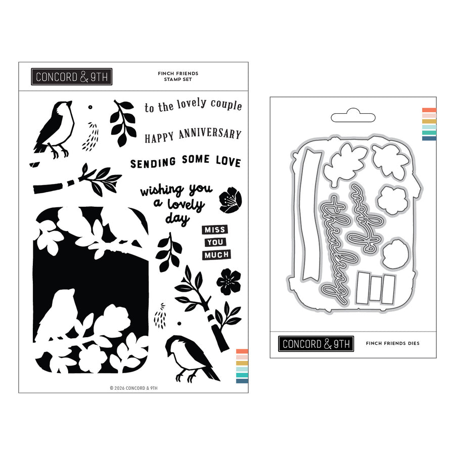 Concord & 9th Finch Friends Bundle (Stamps & Dies) in its packaging
