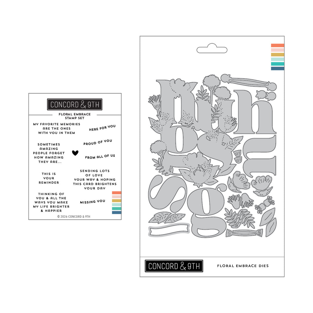 Concord & 9th Floral Embrace Bundle (Stamps & Dies) in its packaging