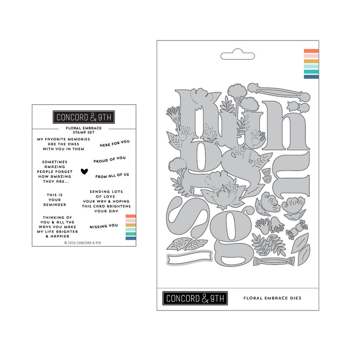 Concord & 9th Floral Embrace Bundle (Stamps & Dies) in its packaging