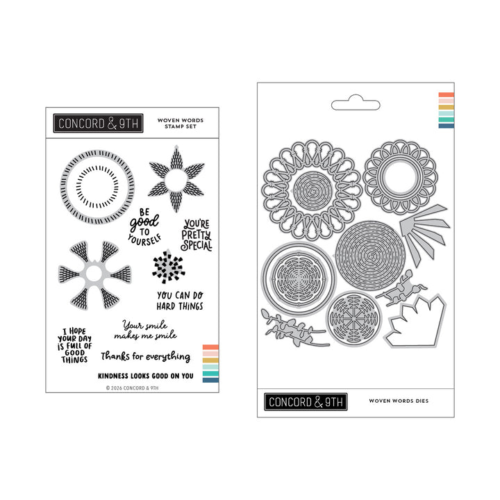 Concord & 9th Woven Words Bundle (Stamps & Dies) in its packaging