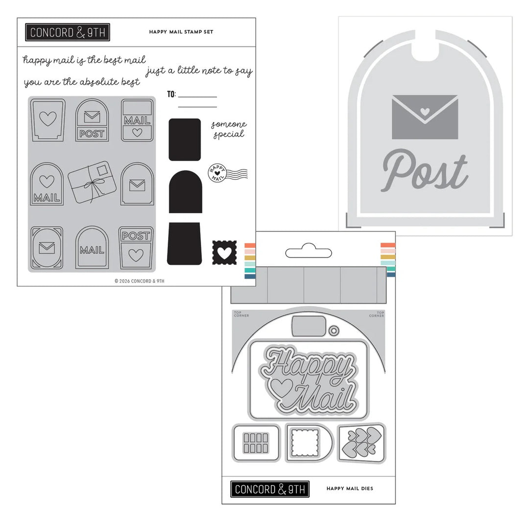 Concord & 9th - Happy Mail Bundle - Stamps/Dies/Embossing Folder