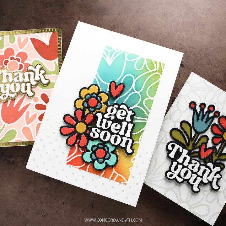 Concord & 9th - Kristina Werner - Retro Flowers Bundle - Stamps, Dies & Stencils