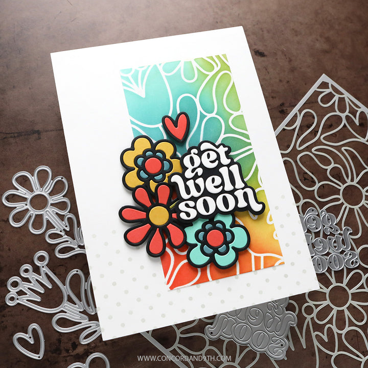 Concord & 9th - Kristina Werner - Retro Flowers Stencil Pack (6 qty; 6 x 9)