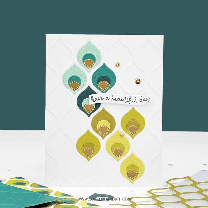Concord & 9th - Patterned Peacock - Embossing Folder and Inlay Die Bundle
