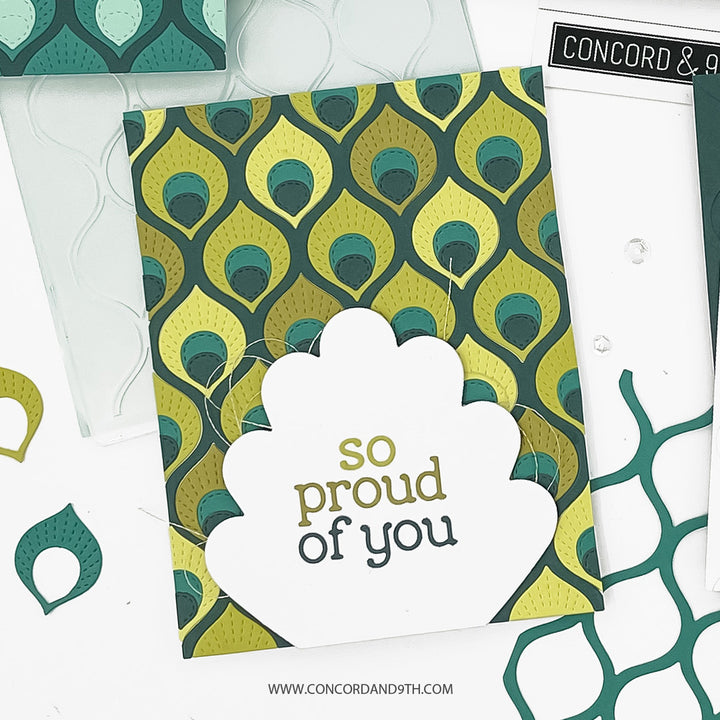Concord & 9th - Patterned Peacock - Embossing Folder and Inlay Die Bundle