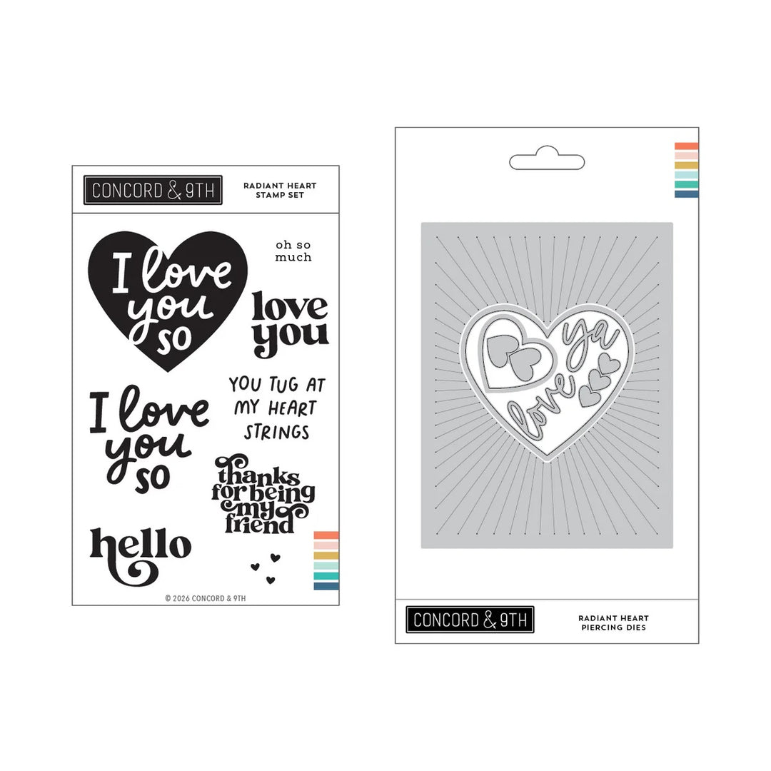 Concord & 9th - Radiant Heart Bundle - Stamps/Piercing Dies