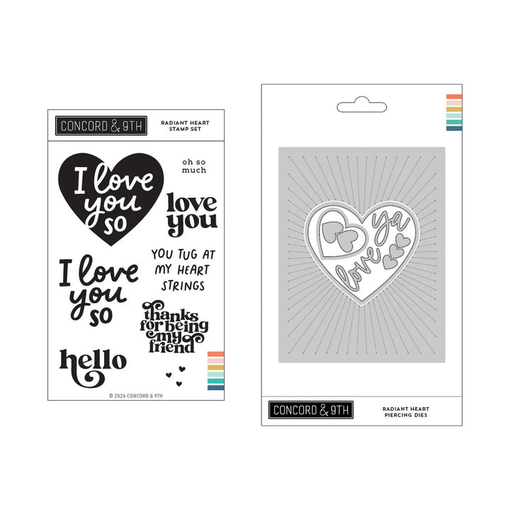 Concord & 9th - Radiant Heart Bundle - Stamps/Piercing Dies