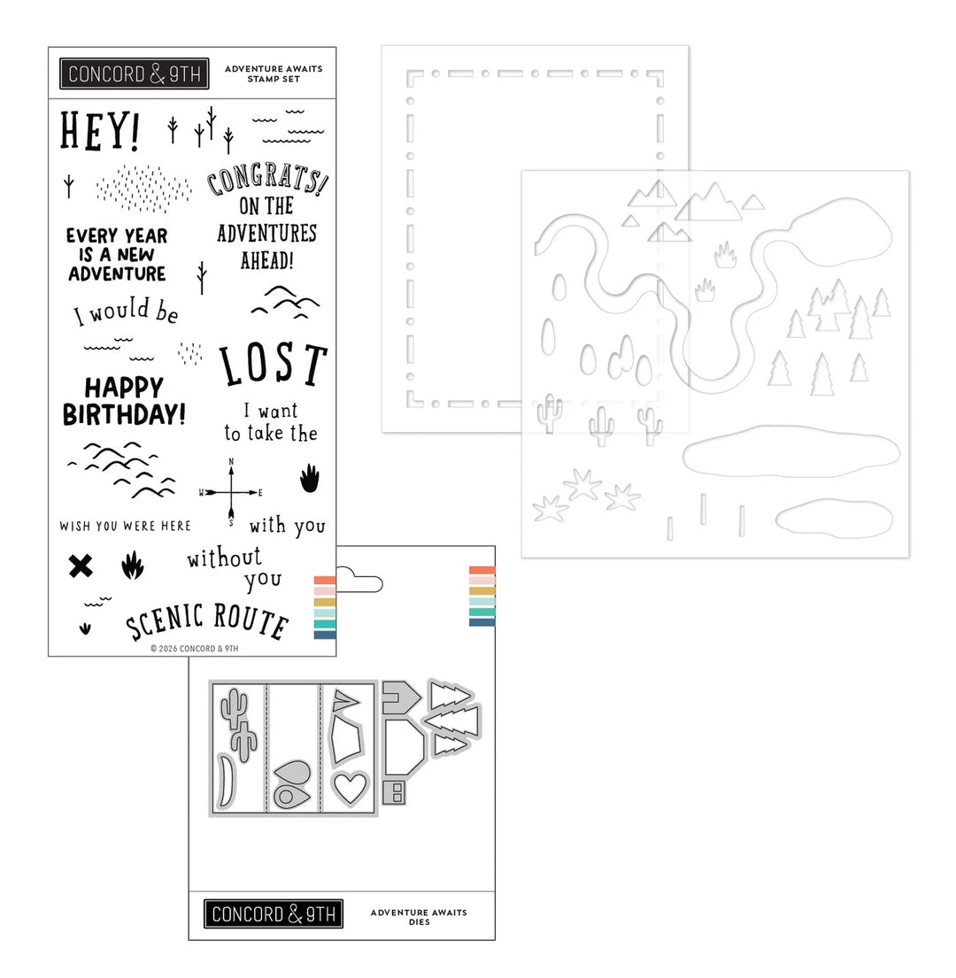 Concord & 9th - Adventure Awaits Bundle - Stamps, Dies & Stencils