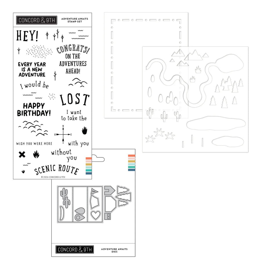 Concord & 9th - Adventure Awaits Bundle - Stamps, Dies & Stencils